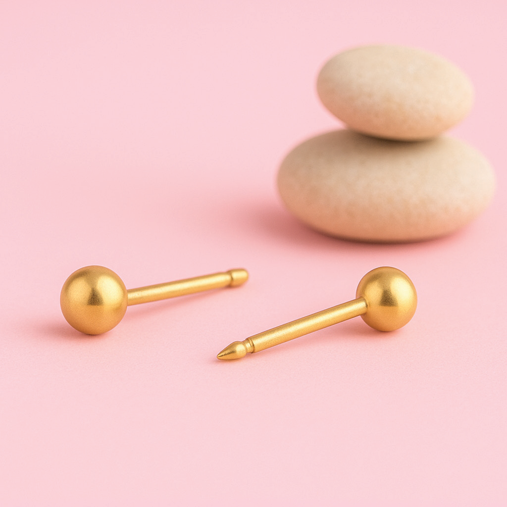 24KT gold-plated ear piercing stud, catalogue ref. 10C