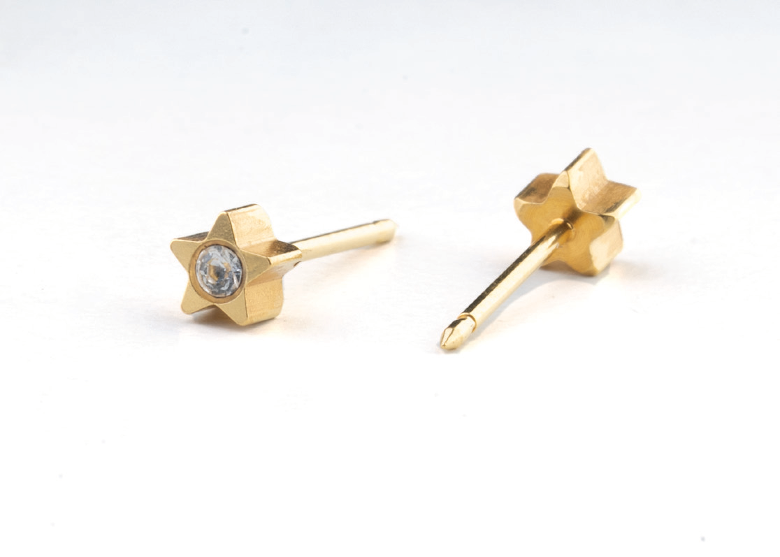 24KT gold-plated ear piercing stud, catalogue ref. 24C